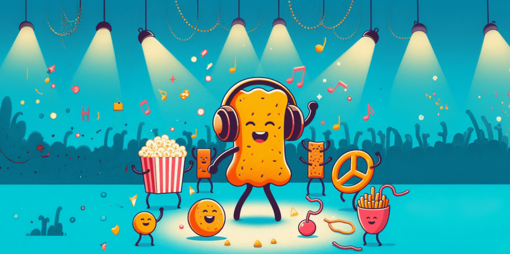 Snacktanz - wenn Substanz snackable wird. Begriff geprägt von Digital Enthusiast Harald Ille, Illustration von Dall-E.